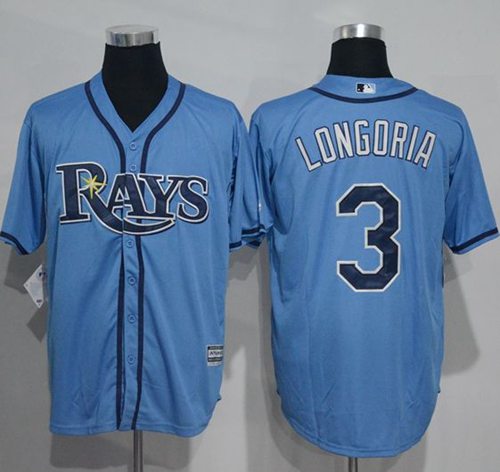 Rays #3 Evan Longoria Light Blue New Cool Base Stitched MLB Jersey - Click Image to Close